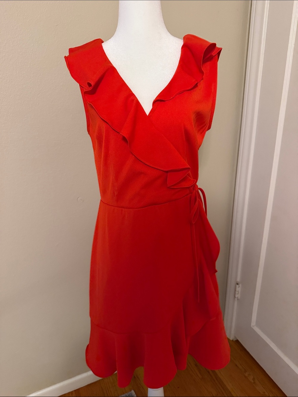 J.O.A. Red Ruffle Wrap Mini Dress
